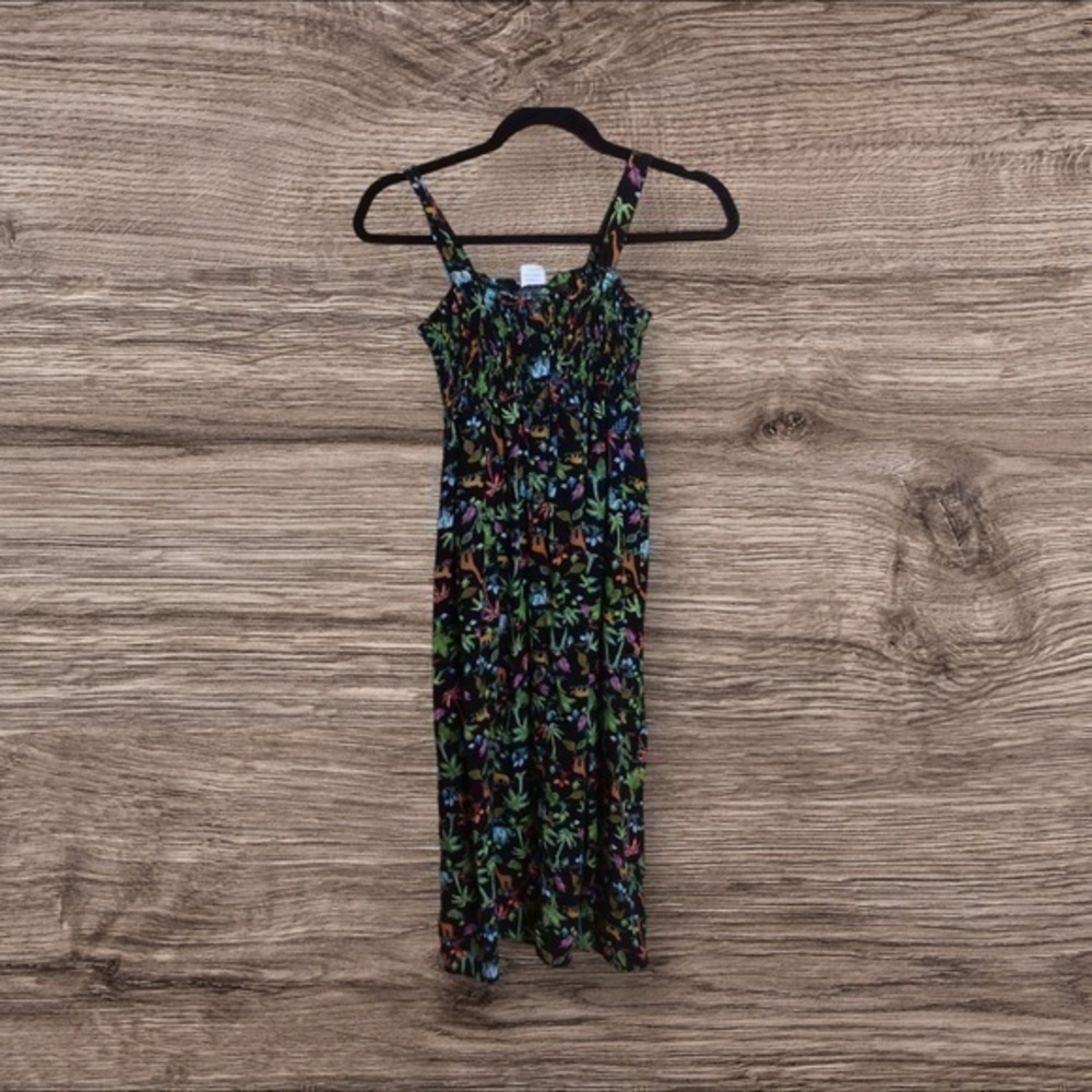 Wonder nation black smocked safari/jungle sleeveless dress. 10/12. Large